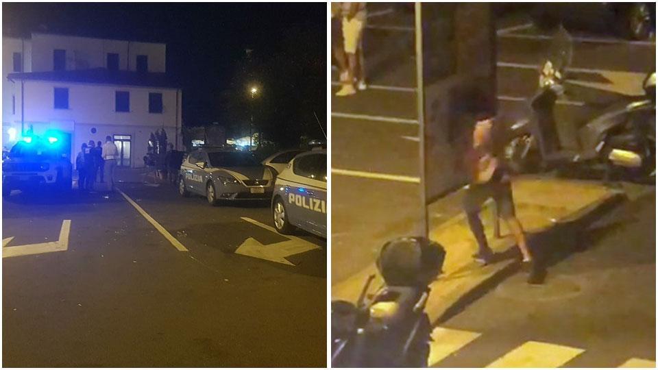 La polizia ad Antignano e un giovane se la prende con un cartello