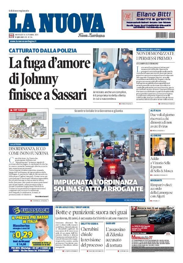 La Nuova Sardegna - Prima Pagina - 16 settembre 2020