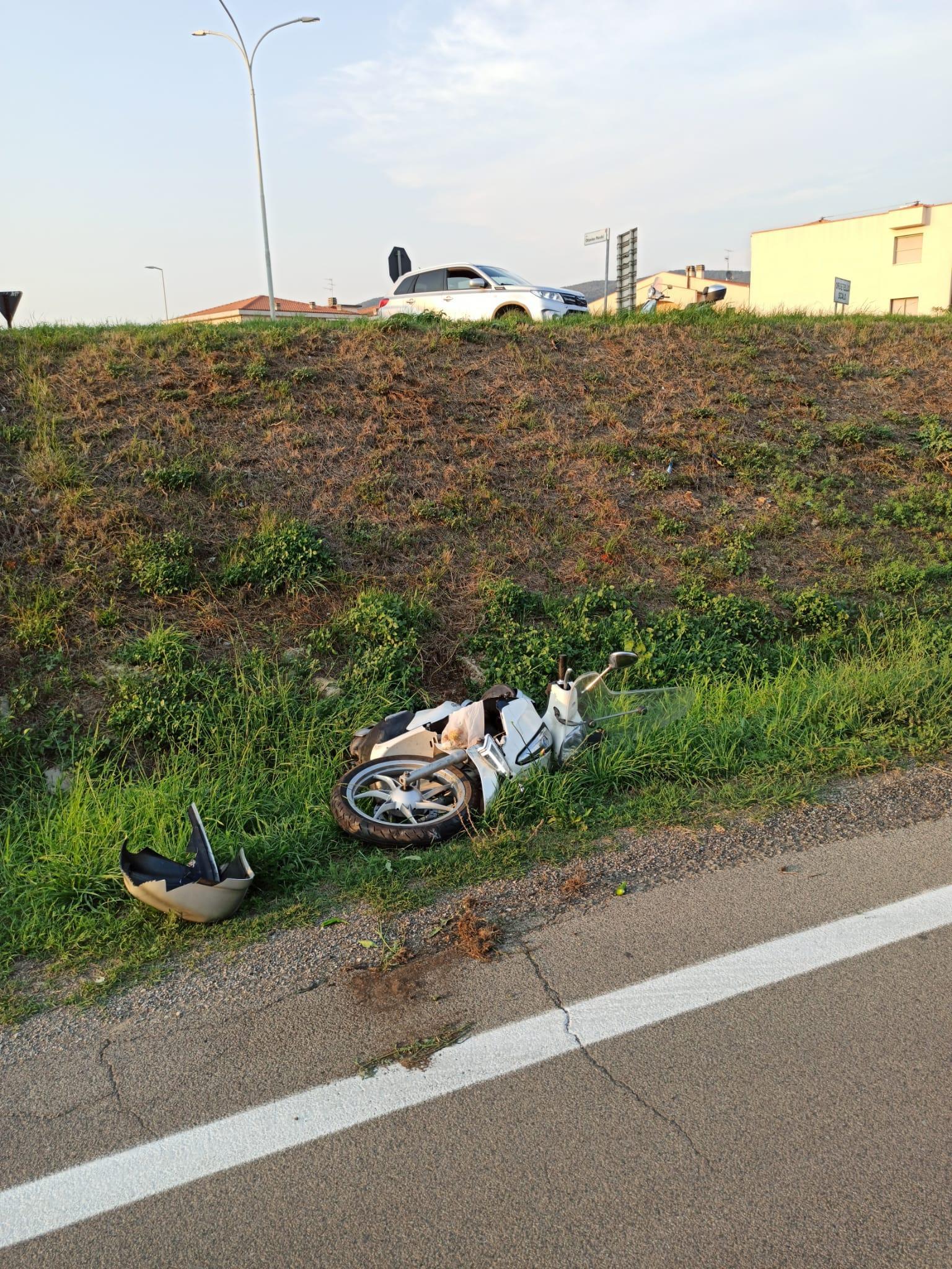 Lo scooter dopo l'incidente