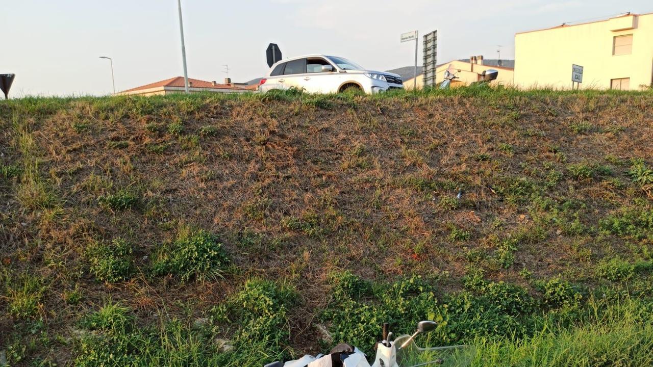 Lo scooter dopo l'incidente