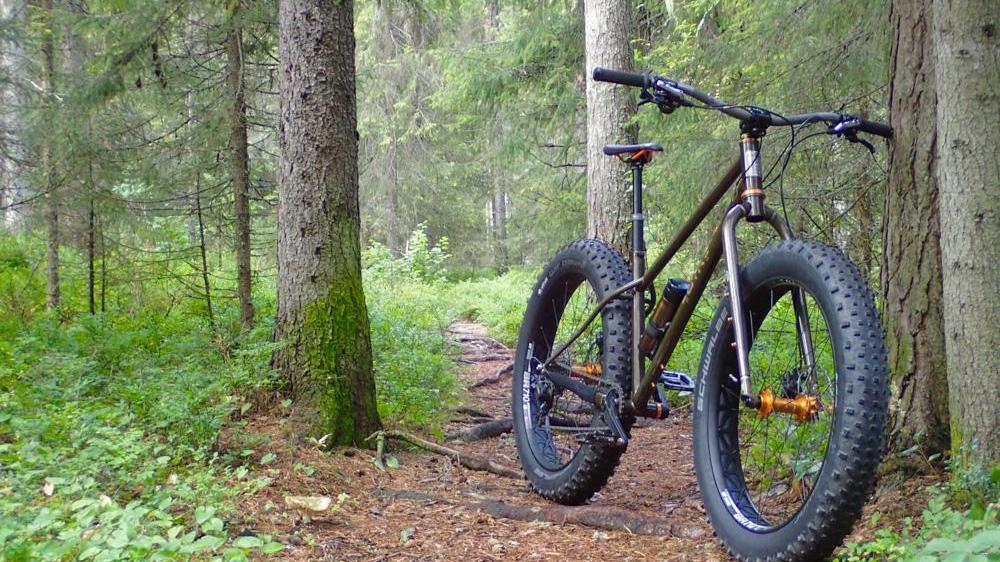 Una fat bike, mountain bike con le ruote più grandi