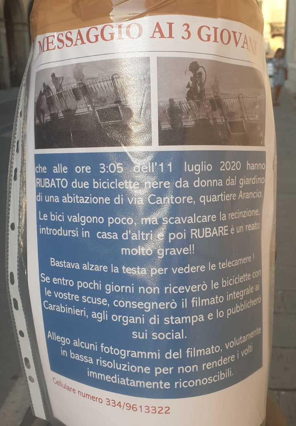 «Riportatemi le mie bici e scusatevi Non vi voglio denunciare per furto»
