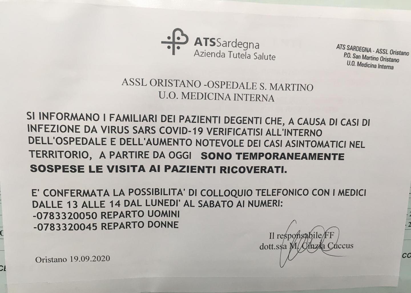 Oristano, positivi in corsia al San Martino: blindati i reparti 