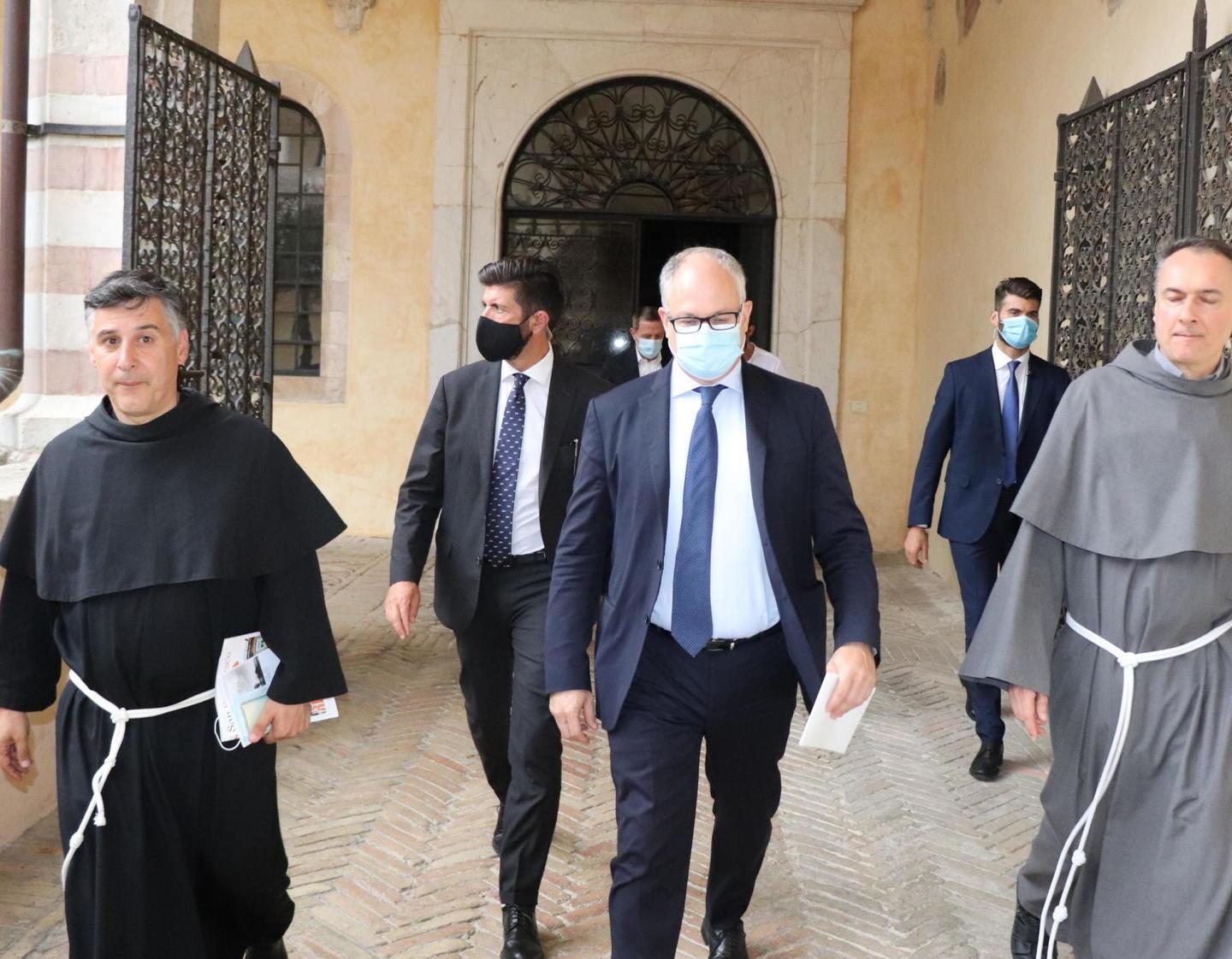 Il ministro dell'Economia Roberto Gualtieri ad Assisi per l'incontro al “Cortile di Francesco”