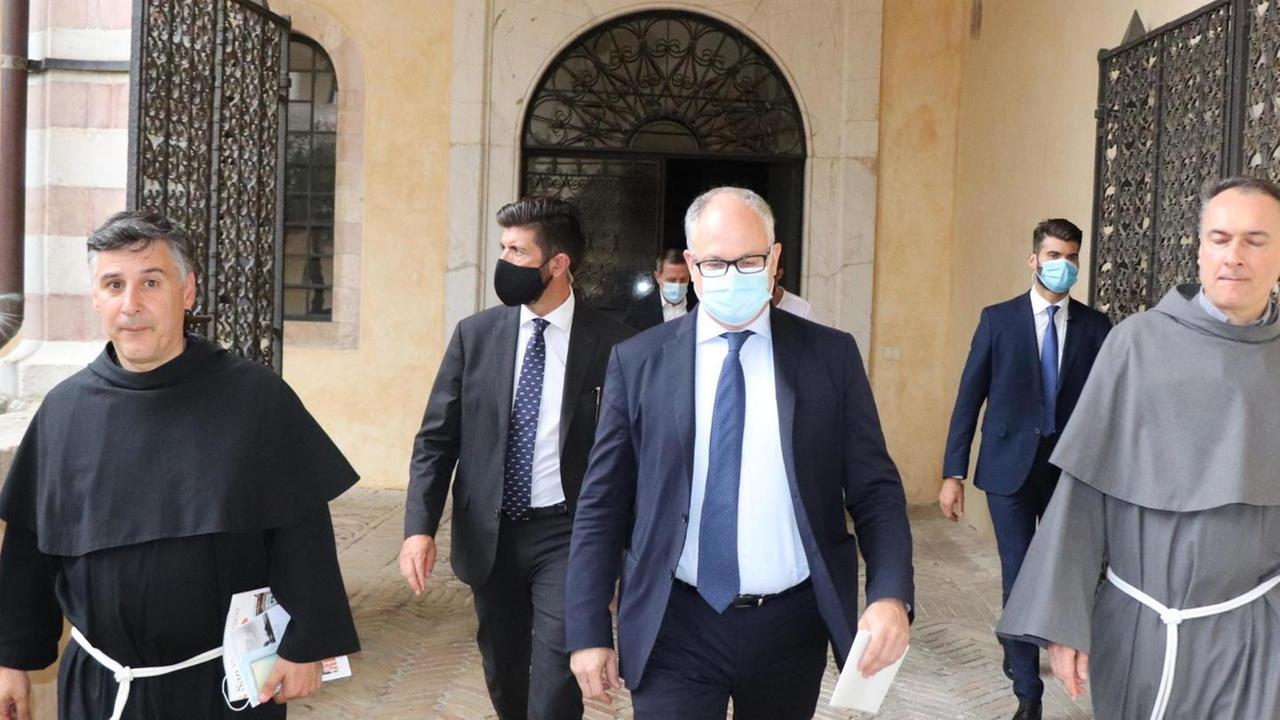 Il ministro dell'Economia Roberto Gualtieri ad Assisi per l'incontro al “Cortile di Francesco”