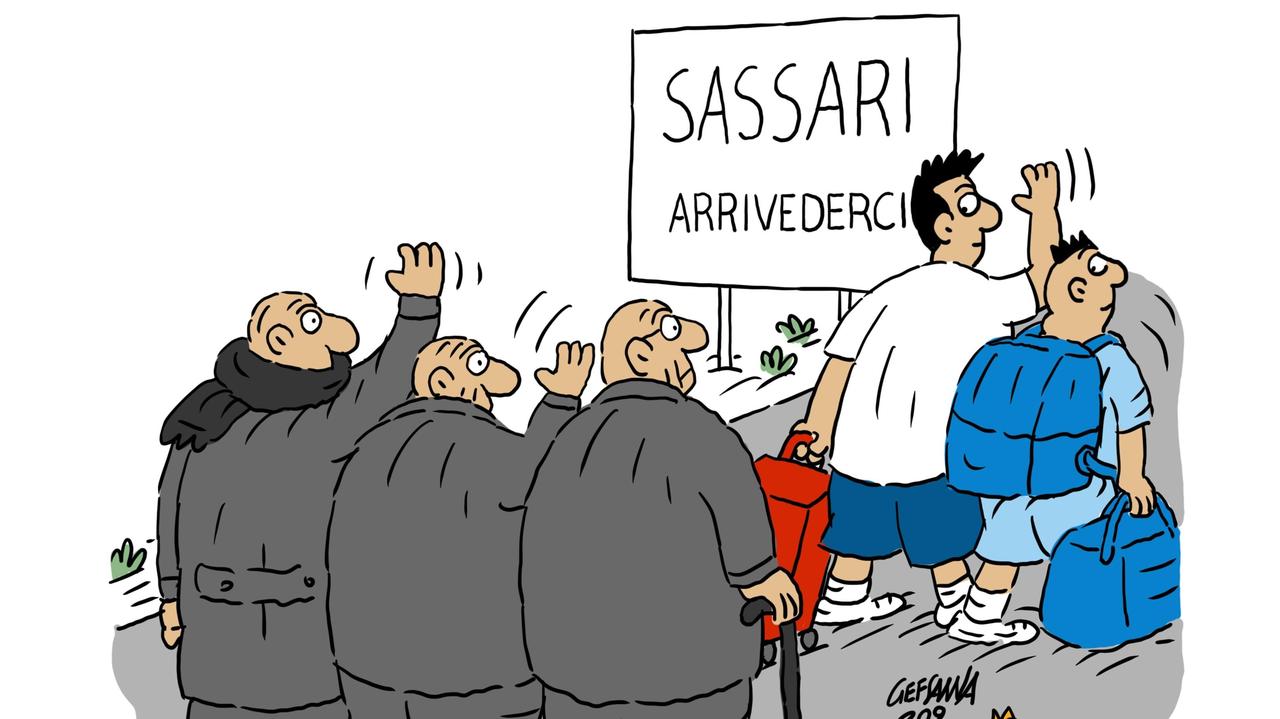 La vignetta di Gef: a Sassari boom dell'emigrazione