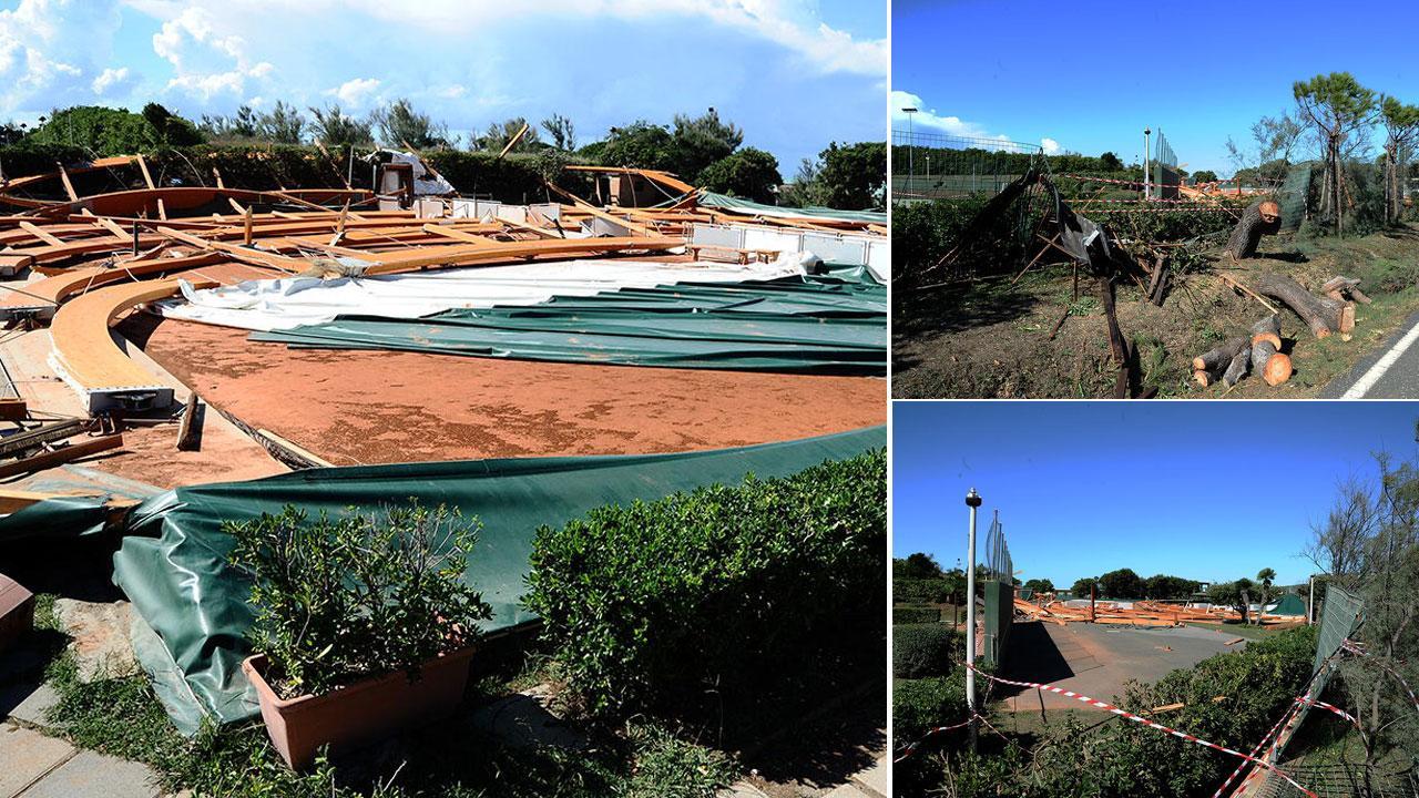Tromba d'aria a Rosignano: sempre gravi i due feriti rimasti schiacciati sotto il tendone del tennis