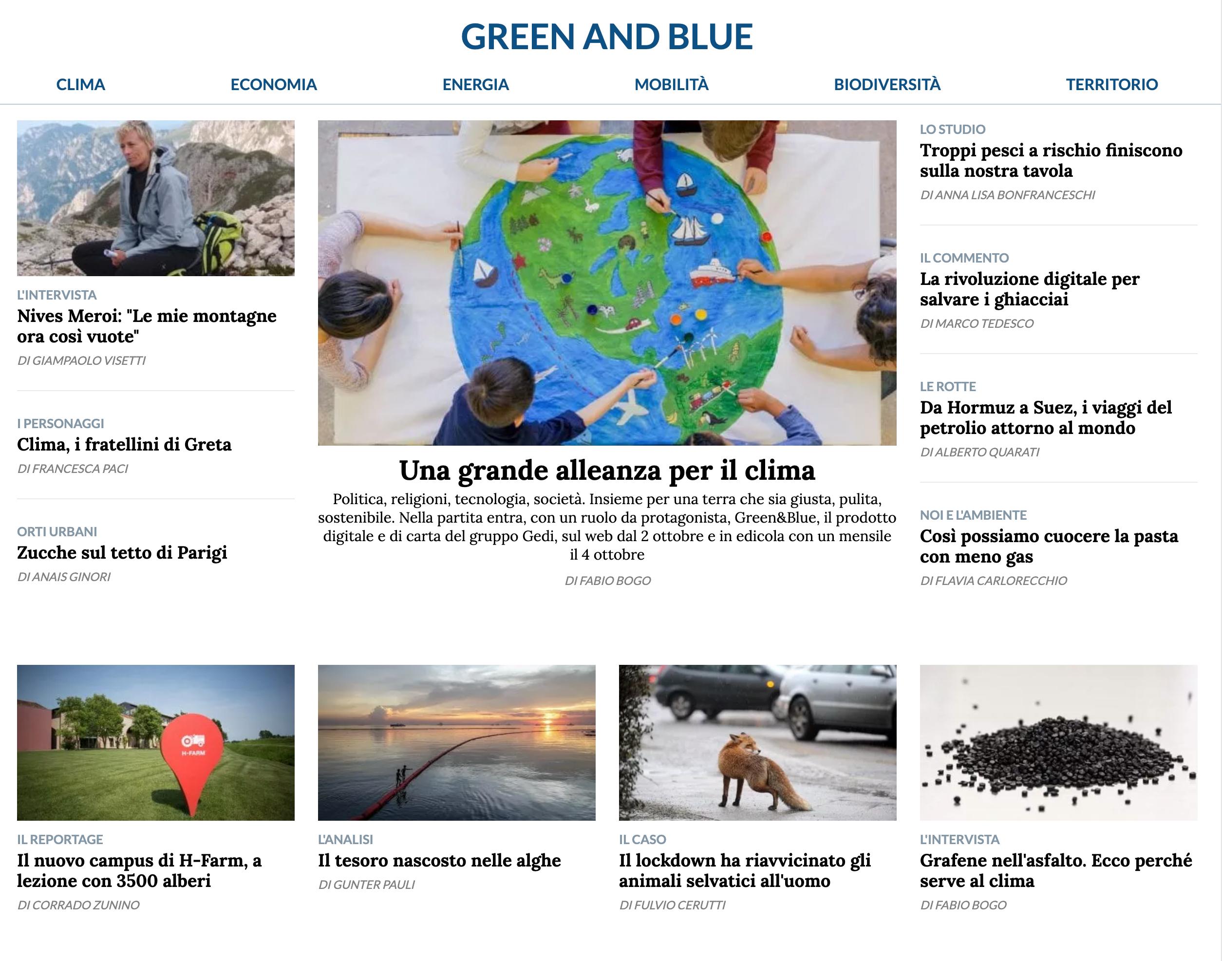 Nasce Green &amp; Blue, dove l’ambiente incontra scienza ed economia