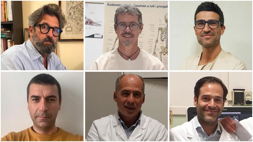 Il chirurgo ortopedico Massimo Valesini, il chirurgo ortopedico Massimo Baroncini, il chirurgo ortopedico Francesco Gambini, il chirurgo ortopedico Alessandro Baluganti, il primario di Chirurgia vascolare Claudio Invernizzi e il chirurgo vascolare Gianluca Ceccanei