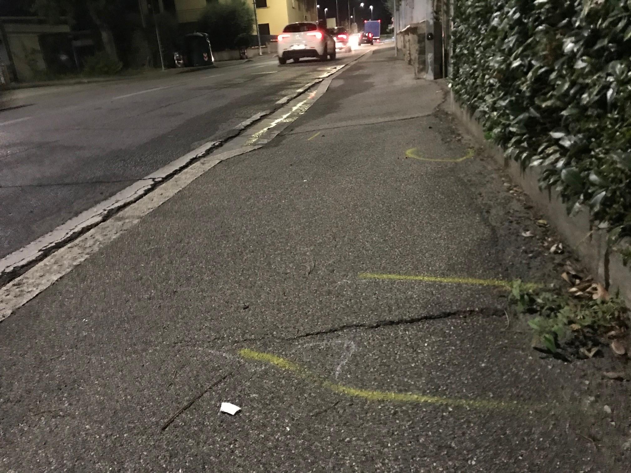 Il punto dell'incidente in via Traversa del Crocifisso