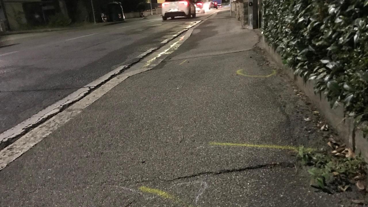 Il punto dell'incidente in via Traversa del Crocifisso