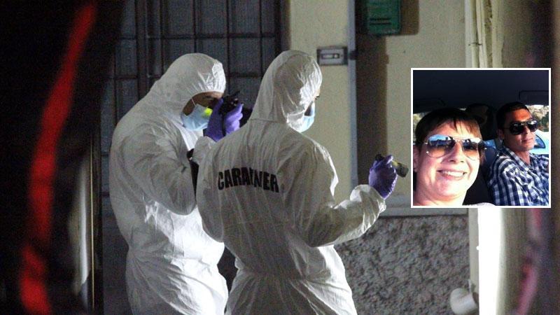 La scientifica sul posto. Nel riquadro Mirko Congera, 44 anni, ucciso a coltellate, e la compagna Daniela Gioitta, ferita al collo