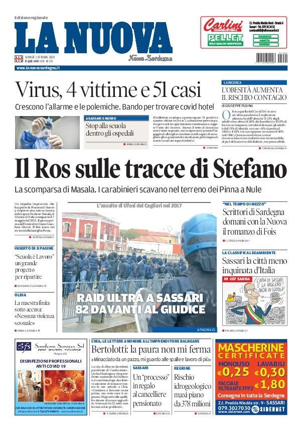 La Nuova Sardegna - Prima Pagina - 1 ottobre 2020
