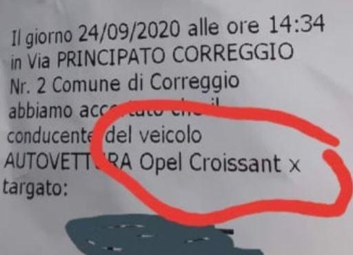 Multa all’Opel Croissant Il web si sbellica dalle risa
