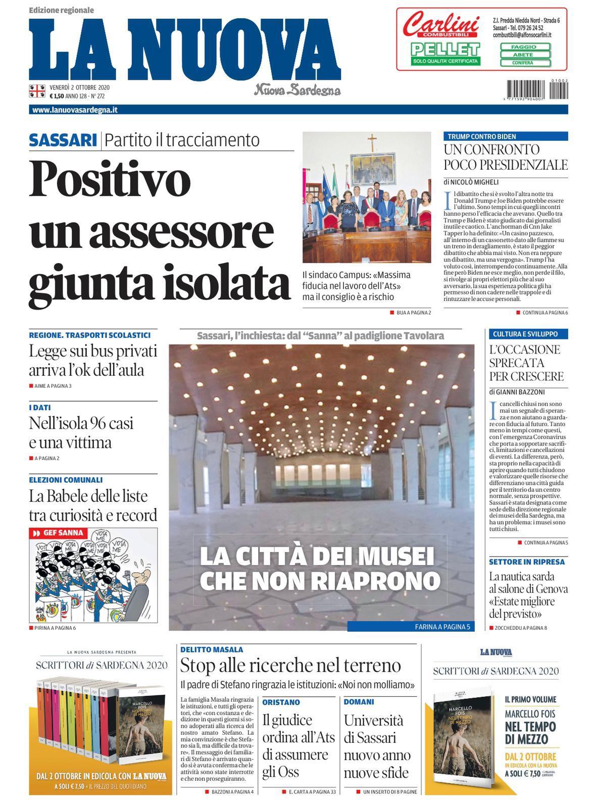 La Nuova Sardegna - Prima Pagina - 2 ottobre 2020
