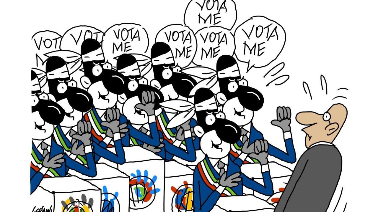 La vignetta di Gef: la carica dei candidati sardi alle comunali