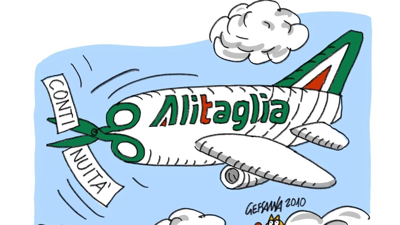 La vignetta di Gef: i tagli di Alitalia sulla continuità aerea