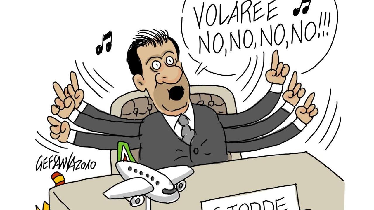 La vignetta di Gef: l'assessore Todde e i voli in continuità tagliati