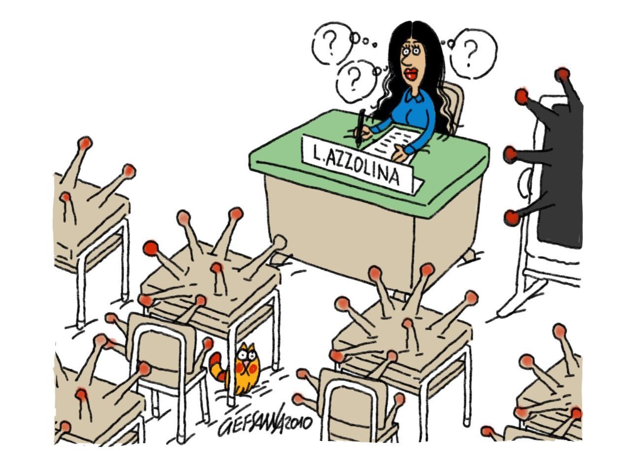 La vignetta di Gef: il virus nelle scuole preoccupa il governo
