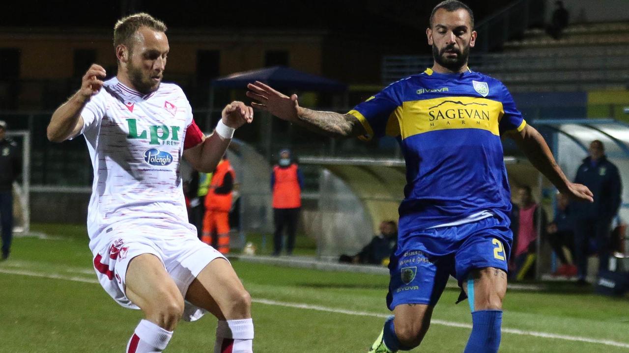 Infantino, autore del gol del pareggio, in azione contro il Piacenza