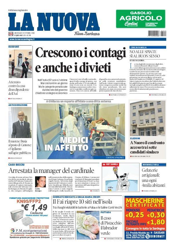 La Nuova Sardegna - Prima Pagina - 14 ottobre 2020