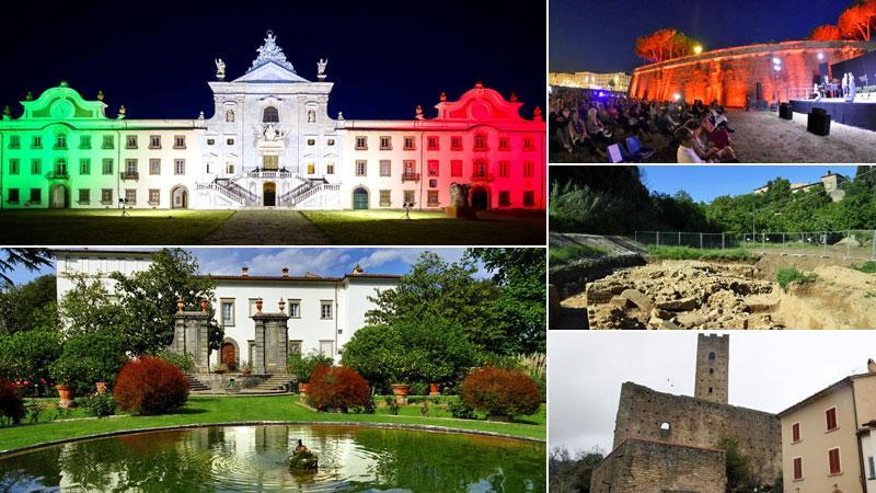 La spettacolare Certosa di Calci. La Fortezza Nuova di Livorno. L’anfiteatro romano di Volterra. Il borgo di Larciano Castello. La villa La Magia di Quarrata