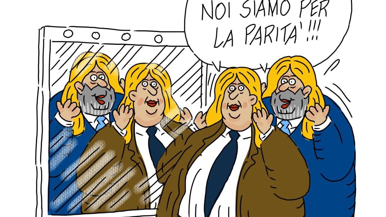 La vignetta di Gef: la parità dei sessi di Solinas e Saba