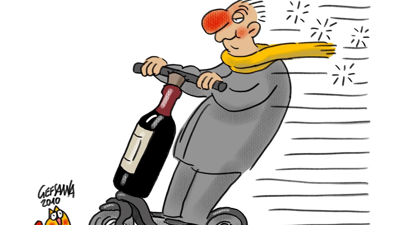 La vignetta di Gef - Ubriaco sul monopattino, denunciato dalla polizia stradale