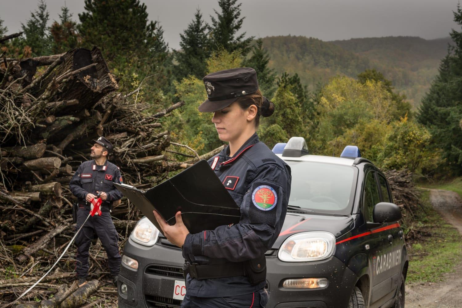 Carabinieri forestali durante un sopralluogo (foto archivio)