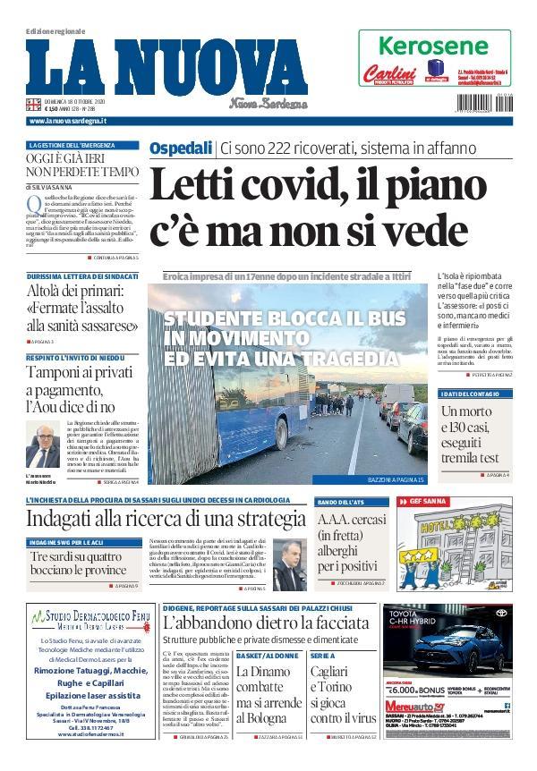 La Nuova Sardegna - Prima Pagina - 18 ottobre 2020