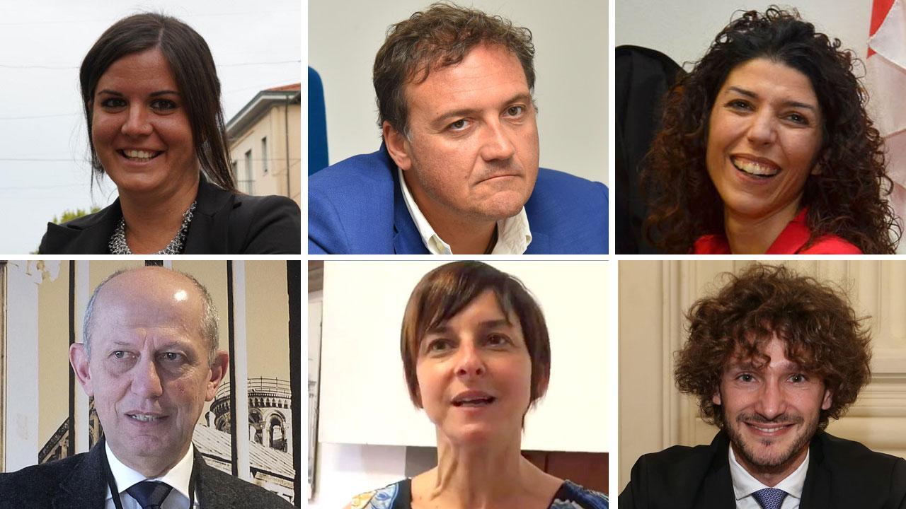 Assessori sicuri e probabili. Dall'alto a sinistra: Alessandra Nardini, Leonardo Marras, Monia Monni. Sotto: Stefano Ciuoffo, Serena Spinelli, Edoardo Fanucci