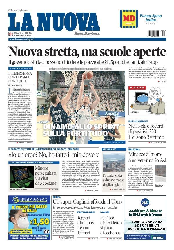 La Nuova Sardegna - Prima Pagina - 19 ottobre 2020