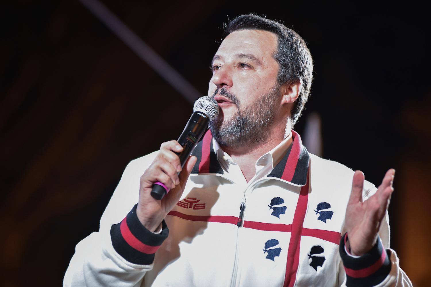 Matteo Salvini in Sardegna durante la campagna elettorale per le regionali di un anno e mezzo fa