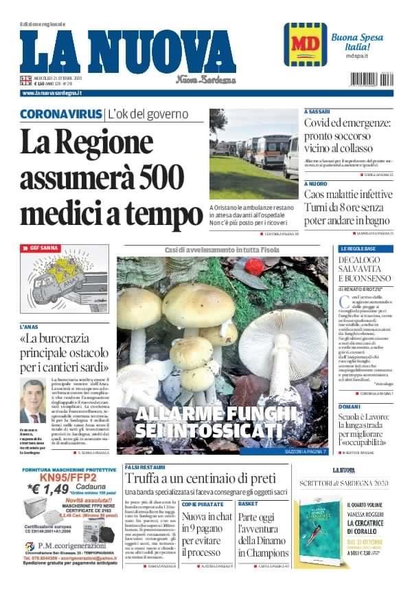 La Nuova Sardegna - Prima Pagina - 21 ottobre 2020