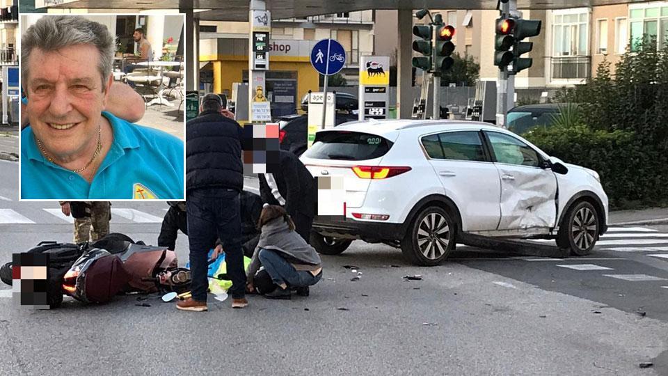 L'incidente e nel riquadro la vittima, Roberto Zagni