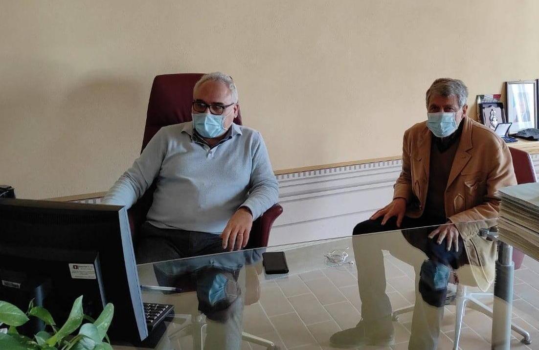 Donati e Brogi durante l’incontro video con gli addetti del Lamma