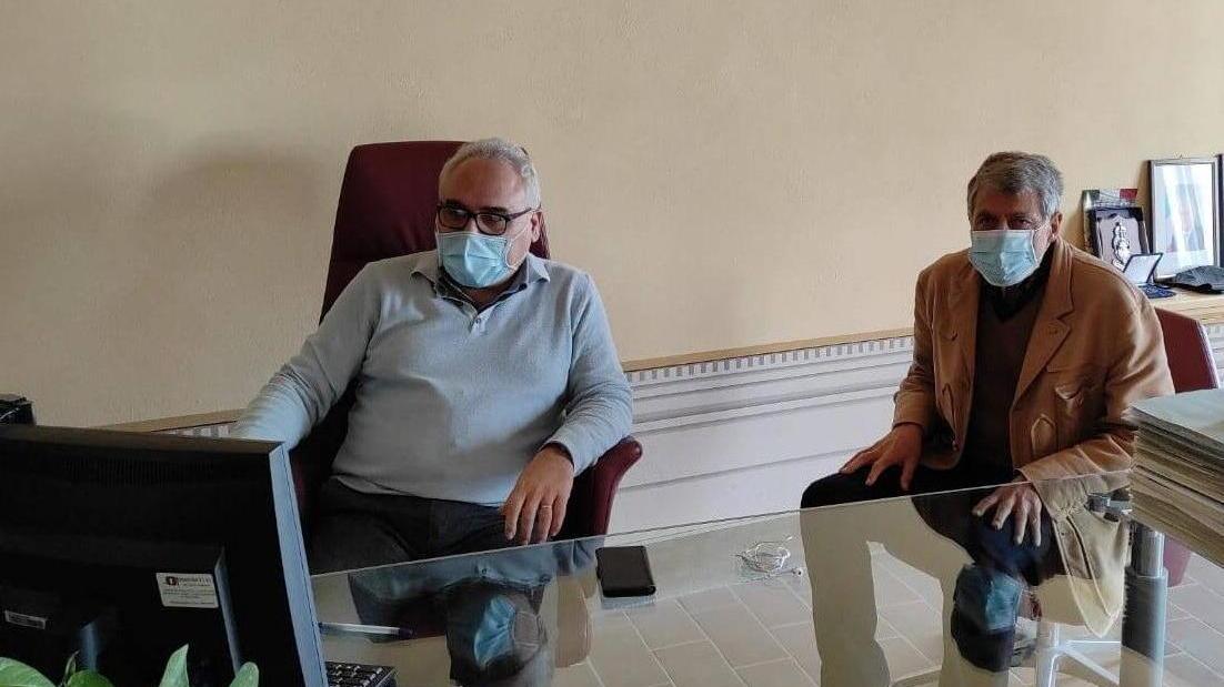 Donati e Brogi durante l’incontro video con gli addetti del Lamma