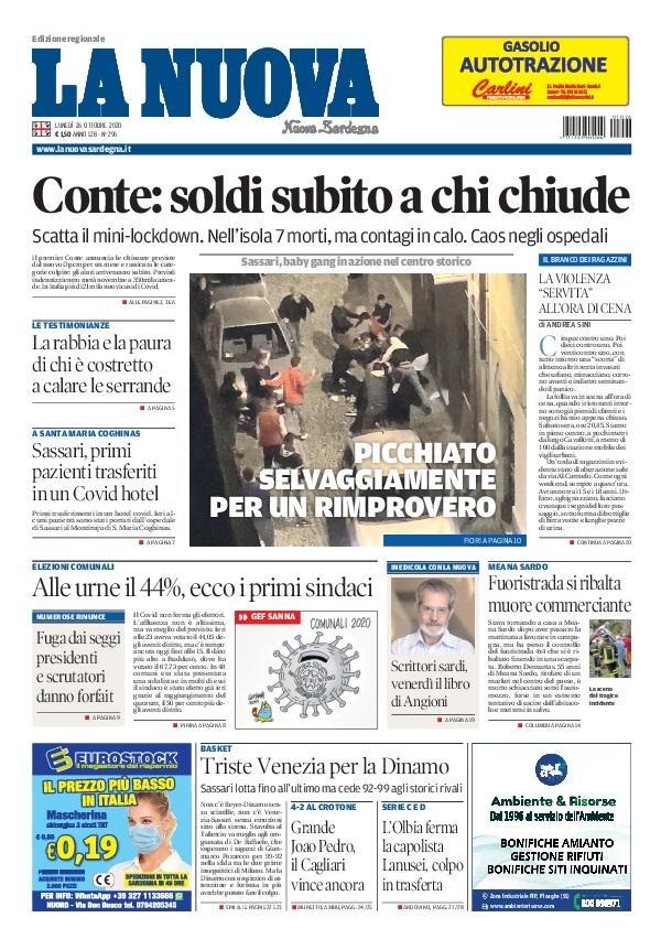 La Nuova Sardegna - Prima Pagina - 26 ottobre 2020