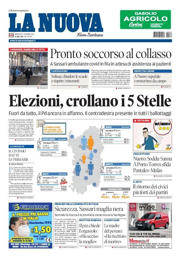La Nuova Sardegna - Prima Pagina - 27 ottobre 2020