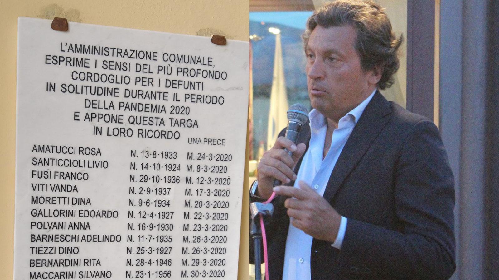 La lapide al cimitero di Castiglion Fiorentino e il sindaco Mario Agnelli