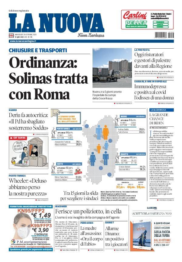 La Nuova Sardegna - Prima Pagina - 28 ottobre 2020
