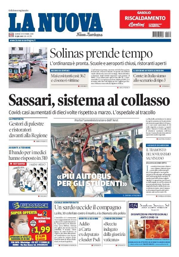 La Nuova Sardegna - Prima Pagina - 29 ottobre 2020