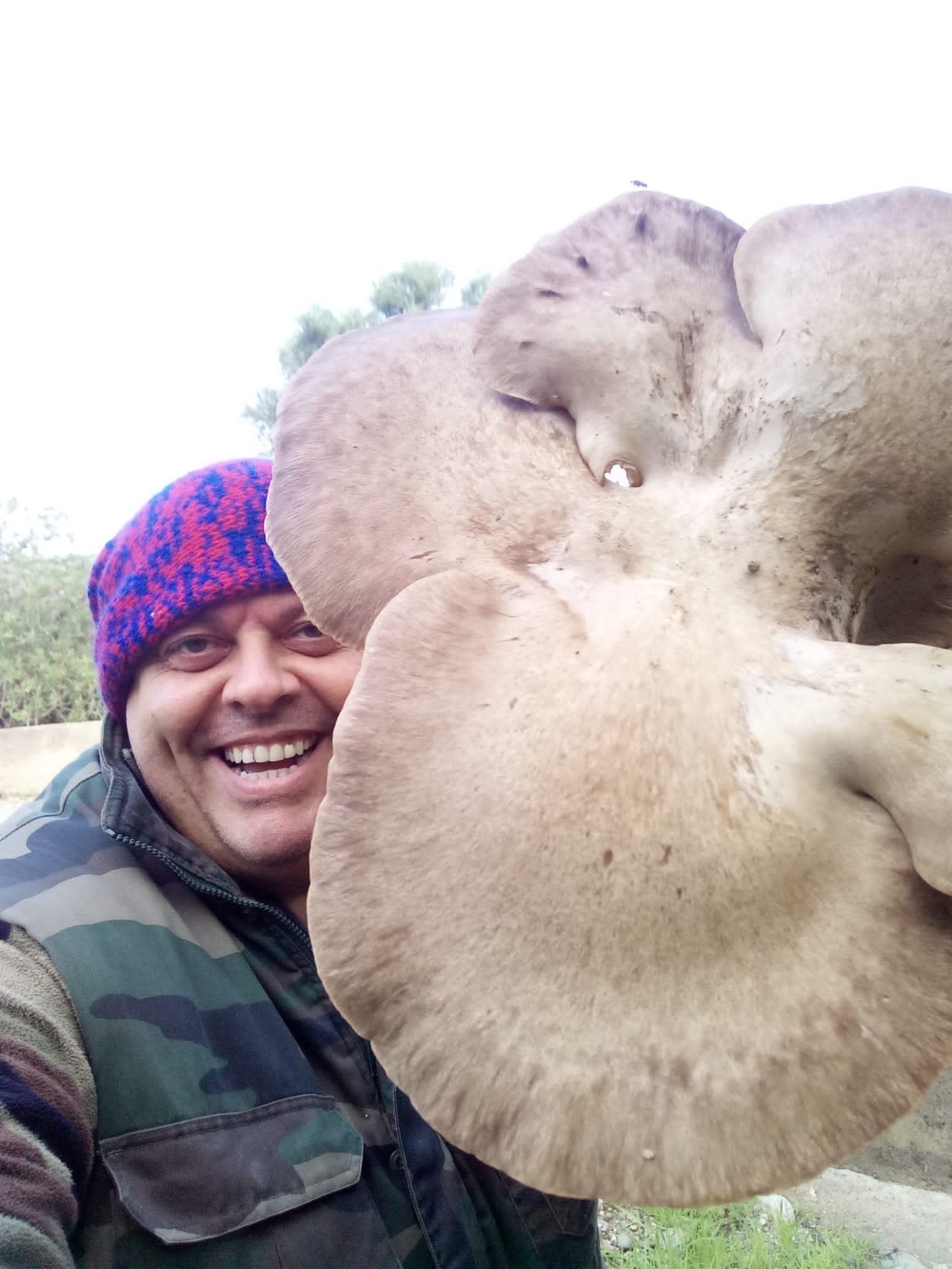 Alessandro Luccheddu col grande fungo trovato tra Tertenia e Villaputzu