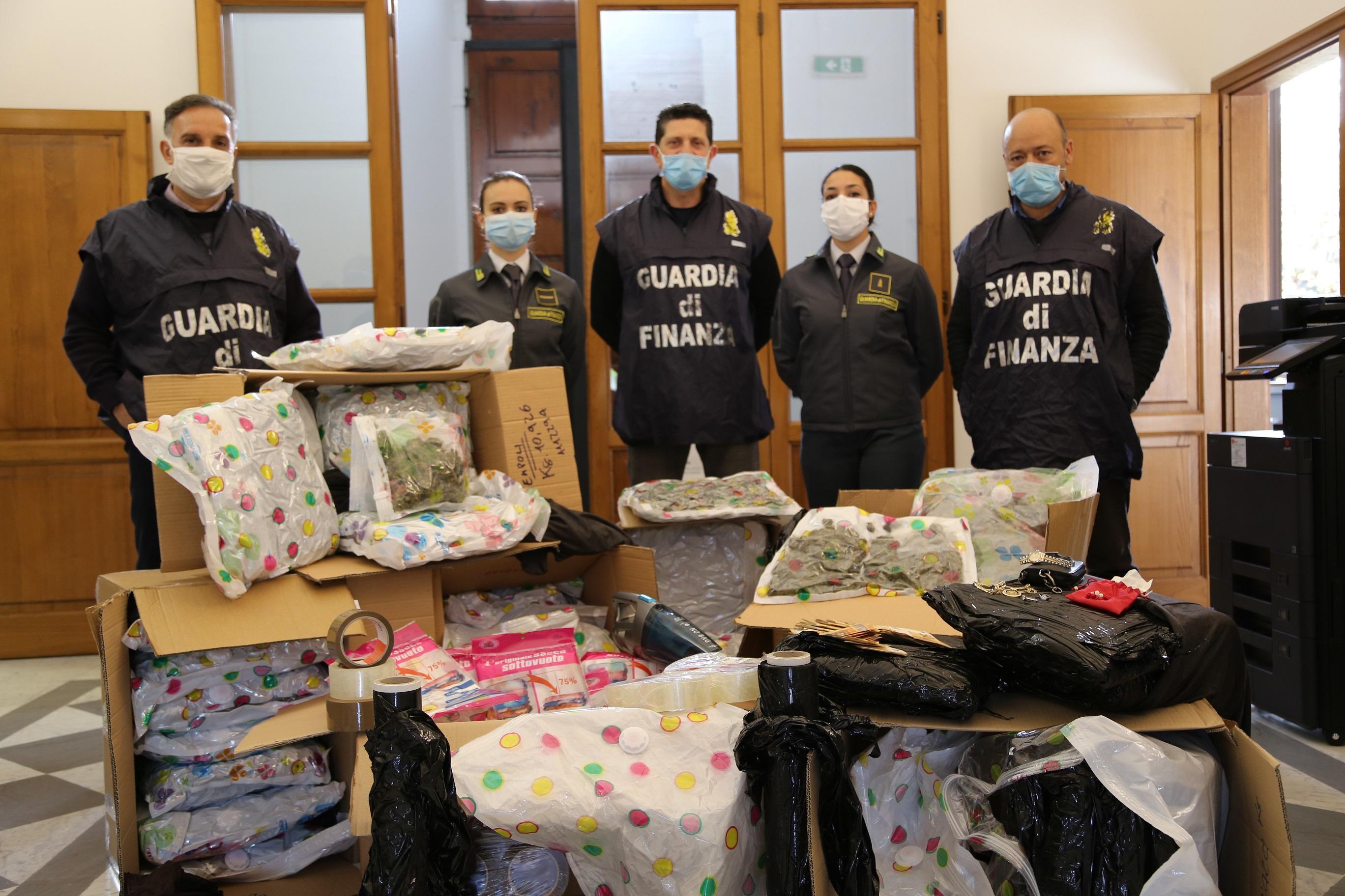 La droga sequestrata dalla Guardia di Finanza di Prato