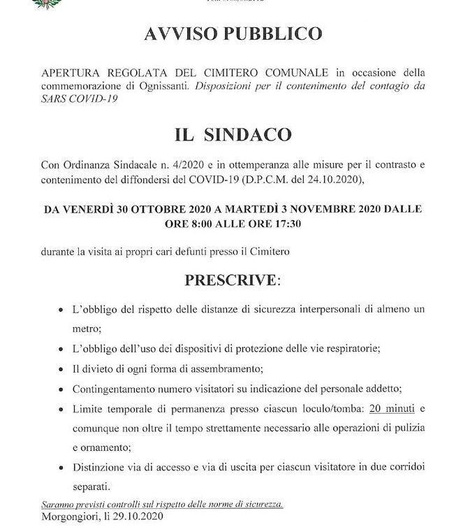 Accessi regolati ai cimiteri con originali ordinanze 