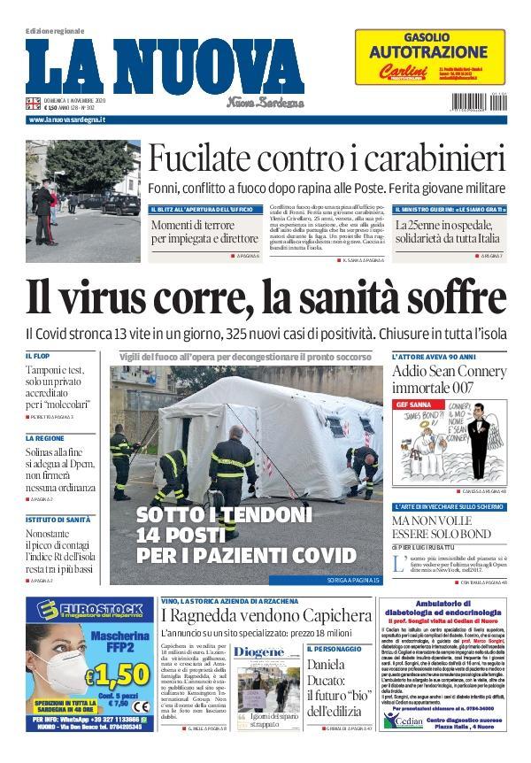 La Nuova Sardegna - Prima Pagina - 1 novembre 2020