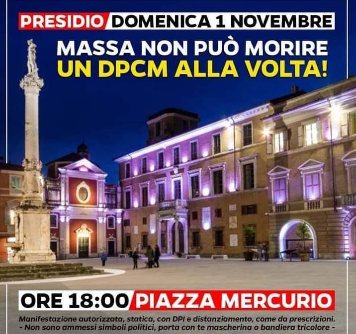 Un altro presidio “No dpcm” oggi in piazza Mercurio