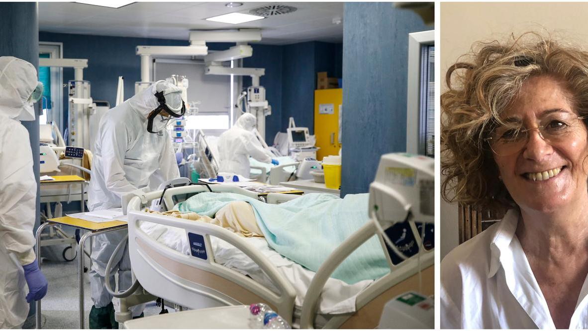 Pazienti Covid ricoverati in ospedale; a destra la professoressa Laura Carrozzi, direttrice dell’unità operativa di Pneumologia dell’Azienda ospedaliero-universitaria pisana