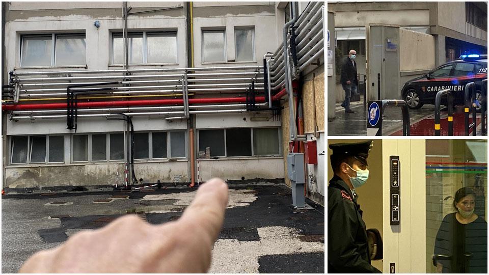 I malviventi sono passati, stando a una prima ricostruzione, da una finestra sulretro dell’ospedale Lotti di Pontedera, i carabinieri davanti all’ingresso dell’ospedale e l’impiegata della banca
e la finestra da dove sono passati i banditi