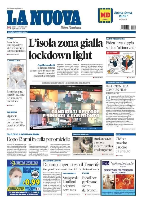 La Nuova Sardegna - Prima Pagina - 5 novembre 2020